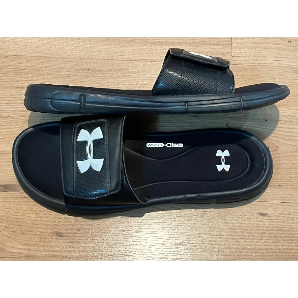 Under Armour Ignite 4D Slide Sandals Mens 13 Black Comfort Recovery Slip-On